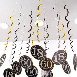 6pcs Happy Birthday Swirl Ornaments 18 21 30 40 50 60 70 Years Old Birthday Party Decorations Diy Party Decoration Anniversaire