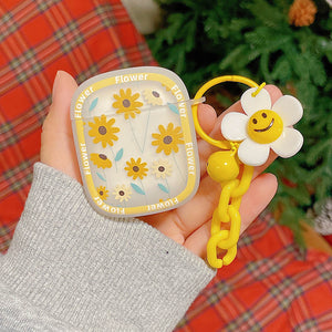 For AirPods 2 Pro 3 1 Case Yellow Sunflower Shockproof Earphone Cases Cover with Flowers Keychain for Air Pods 3 new  funda