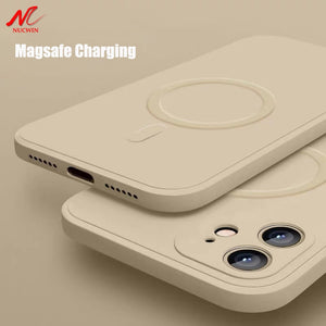 Liquid Silicone Magnetic Case for iPhone 12 Pro Max 11Pro X Xs Xr 7 8 Plus 13 Mini Wireless Charger Magsafing Magnet Back Cover