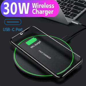 30W Qi Wireless Charger For iPhone 13 12 11 Pro Xs Max Mini X Xr Induction Fast Wireless Charging Pad For Samsung s8 s9 s10 note