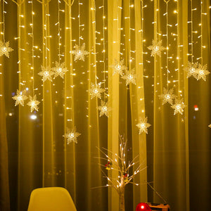 Christmas Snowflake LED String Lights Curtain Lights Waterproof Holiday Party Can Be Connected To Wave Fairy Lights