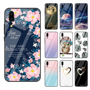 BACK TO COLLEGE     Tempered Glass Phone Case For Huawei P20 Lite P30 Pro Mate 20 Honor 8X 10 10i Nova 3 3i Flower Leaf Moon Love Couple Cover Capa