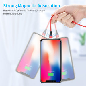 FLOVEME Magnetic Cable Micro USB Type C For iPhone 13 12 Lighting Cable 3A Fast Charging Wire Type-C Magnet Charger Phone Cable
