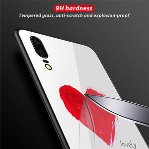 BACK TO COLLEGE     Tempered Glass Phone Case For Huawei P20 Lite P30 Pro Mate 20 Honor 8X 10 10i Nova 3 3i Flower Leaf Moon Love Couple Cover Capa