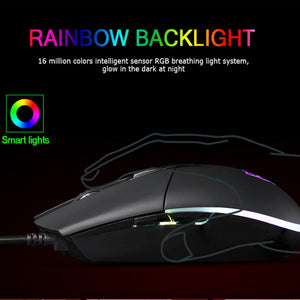 Motospeed V50 RGB Macro Programming 4000 DPI Gaming Gamer Mouse USB Computer Wried Optical Mice Backlit Breathe LED for PC Game