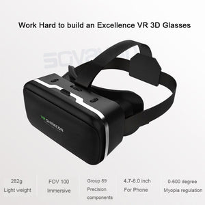 VR Shinecon 6.0 Improved Google Cardboard Virtual Reality 3D Glasses Headset Head Mount for 4.7-6' Phone+Bluetooth Gamepad