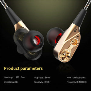 Dual Drive Wired In-ear earphones Stereo in ear headset hi fi headphones wire Bass with mic 3.5MM for phone xiaomi huawei