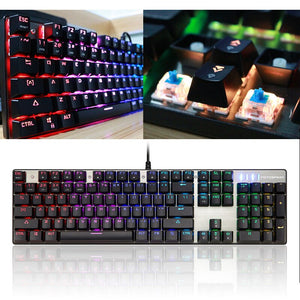 Motospeed CK104 Wired Mechanical Keyboard 104 Keys Real RGB Blue Switch Gaming LED Backlit Anti-Ghosting for Gamer Computer