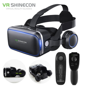Shinecon 6.0 Virtual Reality Smartphone 3D Glasses VR Headset Stereo Helmet VR Headset with Remote Control for IOS Android