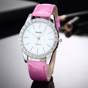New Fashion White Leather Quartz Rhinestone Watches Women Top Brand Luxury Dress Clock Ladies Casual Wristwatch Reloj Mujer
