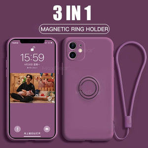 Original Silicone Magnetic Ring Holder Case For iPhone 11 Pro XS max XR XS X 8 7 6s 6 Plus Soft Car Stand Finger Bracket Cover