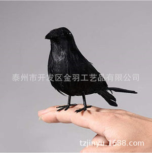 Eaiser Halloween Simulation Feather Crow Pendants Fake Black Flocking Bird Artificial Black Crow Scary Props Home Haloween Party Decor