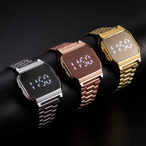 Electronic Watches Women Fashion Luxury Ladies Male Couple Wristwatches LED Digital Display Stainless Steel Strap Montre Femme
