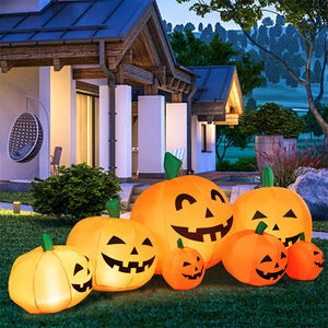 Eaiser Halloween Inflatable Pumpkin With LED Rotating Lights Outdoor Halloween Decor Horror House Yard Decorations Halloween Props 2.3M