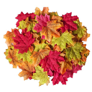 Eaiser 50/100Pcs Artificial Maple Leaves Fake Simulation Fall Leaves For Autumn Decoration Thanksgiving Party DIY Decor Halloween Leave