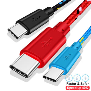 USB Type C Cable Nylon Fast Charging Data Cable for Samsung S10 S9 Note 9 Oneplus xiaomi Huawei Mobile Phone Type-c USB-C Cables