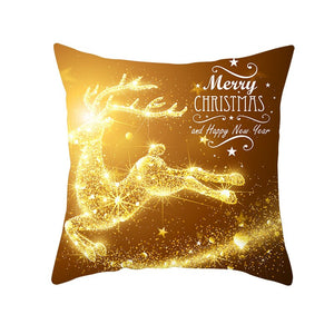 Eaiser Christmas Cushion Cover Golden Deer Merry Christmas Decoration For Home Navidad  Xmas Gift Christmas Ornament New Year