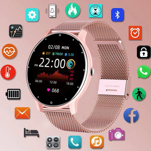 Smart Watch Ladies Full Touch Screen Sports Fitness Watch IP67 Waterproof Bluetooth For Android Ios Smart Watch Female