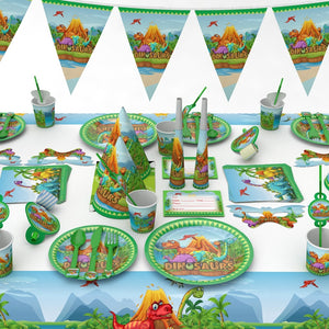Eaiser Green Dinosaur Disposable Tableware Cartoon Version Birthday Party Supplies Decoration Atmosphere Decoration Props Baby Shower