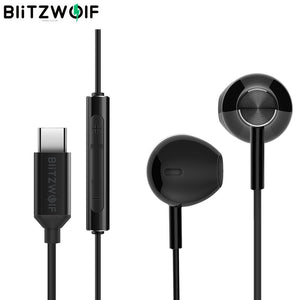 BlitzWolf 14.2mm Dynamic Driver Type-C USB C  Earphone Half in-ear Wired Earbuds HiFi Stereo Gaming Meeting Headset with Mic