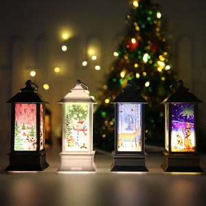 Eaiser Christmas Lantern Elderly Snowman Lantern Dream Night Light Flame Candle Decoration Candle Holder Desktop Decoration Xmas Gifts