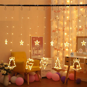 Christmas Tree Bell Led Garland Curtain Lights Christmas Decorations for Home Christmas Ornaments New Year  Xmas Room Decor
