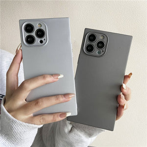 BACK TO COLLEGE    Fashion Silver Square Phone Case For iPhone 14 13 12 11 Pro Max X XS XR 7 8 Plus SE Luxury Straight Edge Soft Silicone Cover