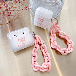 Cute Avocado Peach Case with Lanyard Chain For AirPods 1 2 Cute Pink Matte Cover Earphone Case For Airpods Pro AirPod Keychain