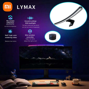 Xiaomi LYMAX RA97 Curved Monitor Light RGB Color sound-sensitive music PC hanging game Dimming Eye-Care wireless remote control