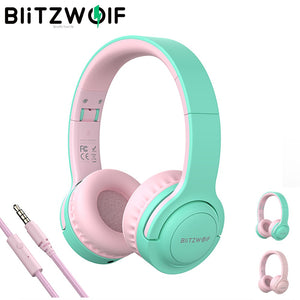 BlitzWolf BW- PCE Wired Headphones for Children Wired headset Stereo Foldable Soft Earphone Headset  Over-Ear Headphone with Mic