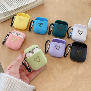 Case For Apple AirPods 2 Simple Heart Love Solid Color Cute Earphone Case for AirPod Air Pods 1/2 Headset Protective Cover funda