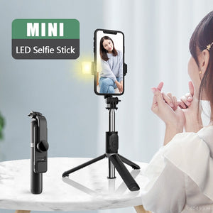 Wireless bluetooth selfie stick Foldable mini tripod With Fill Light bluetooth shutter For Smartphone