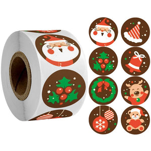 Christmas 500Pcs Round Labels Kraft Santa Sticker Gift  Bag/Box Cake Boxes Christmas Decorations Christmas Sticker New Year