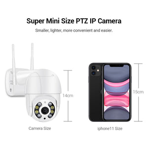 5MP Mini PTZ Wifi Camera H.265 Auto Tracking ONVIF Wireless IP Camera 4xDigital Zoom AI Human Detection Dual Light Source ICSEE