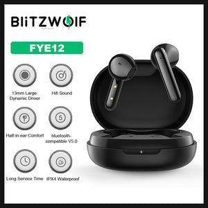BlitzWolf BW-FYE12 TWS Wireless Earphone bluetooth-compatible Mini Earbuds HiFi Stereo HD Touch Control Half in Ear for Phone