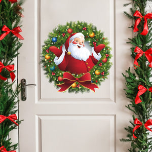 Eaiser Christmas Santa Claus Wreath Door Sticker Window Stickers Wall Oranments Merry Christmas Decor For Home Happy New Year