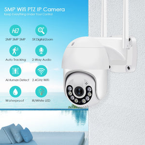 5MP IP Camera PTZ Security Camera Outdoor WiFi Human Detect Auto Tracking 5X Digital Zoom Surveillance Cameras CCTV ICSee