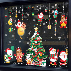 Eaiser Cartoon Santa Claus Snowman Christmas Window Sticker Wall Decor Merry Christmas Decor For Home Gifts Welcome Happy New Year