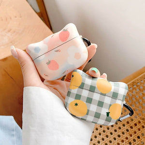 Cute Flower Orange Earphone Cover For AirPods 2 Pro 1 3 Case Cat Shape Strawberry Soft TPU Headset Protective Fundas Accessories