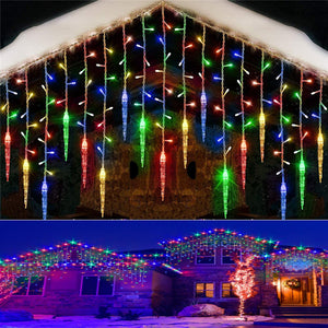 Christmas Lights EU Droop Led Garland Curtain Waterfall Lights Street Garlands for New Year Party Garden Eaves Outdoor Decor