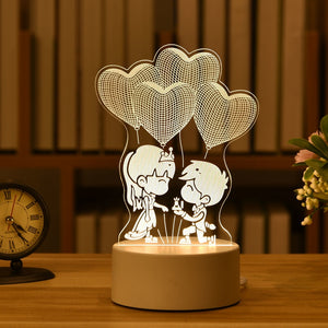 Eaiser-3D Acrylic Led Night Lamp Love Heart Party Decoration Unicorn Birthday Gift Baby Shower Easter Valentines Day Wedding Decoration