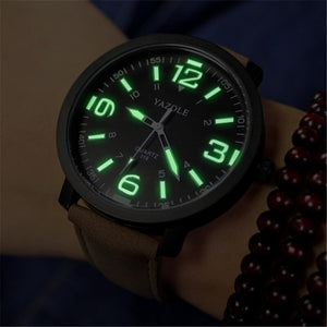 YAZOLE Top Brand Men Watch night light Male Watch Luxury Clock Quartz Leather Wristwatches Business Casual Watches Reloj Hombre