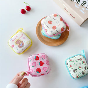 BACK TO COLLEGE   Mini Cartoon Zipper Storage Bag For Airpods 2 Pro Wireless Headphone Case USB Cable Protective Box Key Coin Wallet Accessories