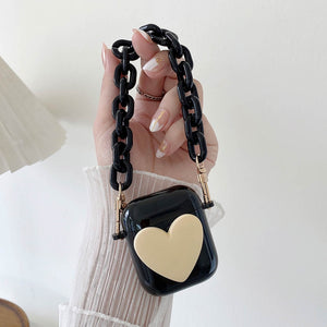 Black Chain Earphone Case for AirPods 2 Pro 3 2021 Cute Hearts Jane Silicone Case For Air Pods 1/Pro Headphone Protector Cover