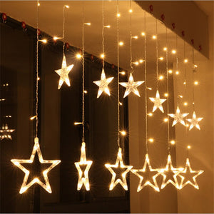 New Year Star Curtain Lights Christmas Decorations for Home Christmas Ornaments Christmas Window Decoration Merry Christmas Gift