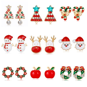 Eaiser Christmas Earrings Merry Christmas Gifts Santa Claus Xmas Tree Elk Noel Garland Christmas Apple Ear Decor Feliz Navidad Decor