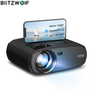 [5G WIFI] BlitzWolf BW-VP13 1080P WIFI Projector Full HD 2.4G/5G WIFI Cast Screen Mirroring 6000 Lumens Keystone Correction