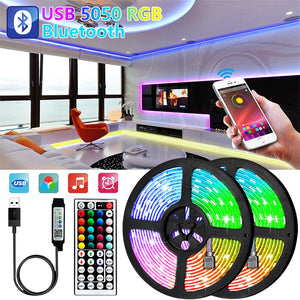 1M-30M Bluetooth LED Strip Light 5050 USB 5V RGB Lights Flexible LED Lamp Tape Ribbon RGB TV Desktop Screen BackLight Diode Tape