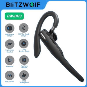 BlitzWolf BW-BH3 bluetooth-compatible Earphone Wireless Earhook HiFi Music HD Calls Half-in-Ear Business Drive Sports Earbuds