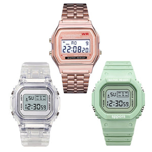 Eaiser Luxury Digital Women's Watches Fashion Stainless Steel Link Bracelet Wristwatch Strap Business Electronic Men Clock Reloj Mujer